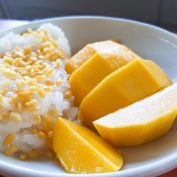 High angle view of breakfast in plate