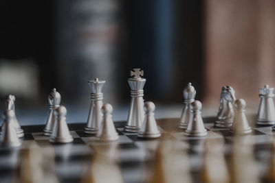 Close-up of chess pieces