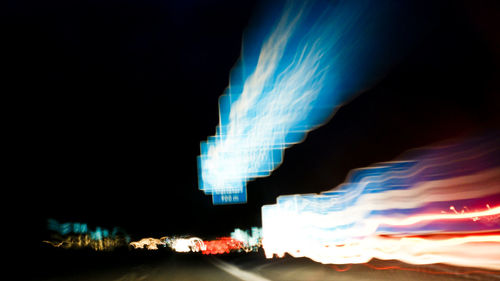 Light trails on street at night
