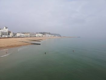 High angle view of sea against sky