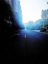 Surface level of road along buildings