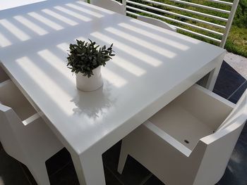 High angle view of table