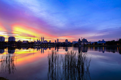 Reflection of buildings in water