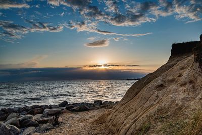 Scenic view of sea against sky during sunset