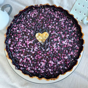 High angle view of heart shape cake