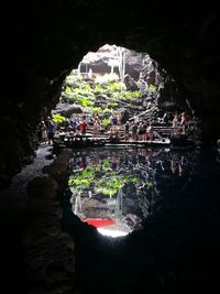 View of temple seen through cave