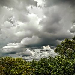 Scenic view of field against cloudy sky