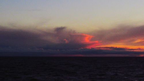 Scenic view of sea against sky at sunset