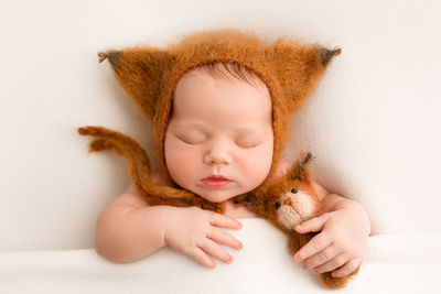 Portrait of cute girl with teddy bear