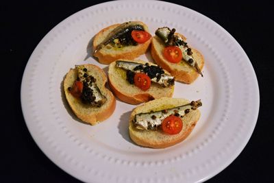 High angle view of food in plate