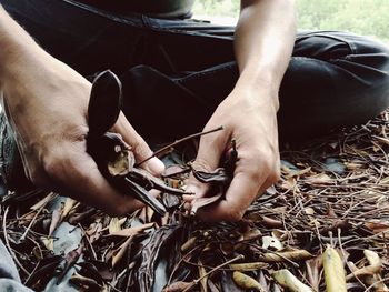 Close-up of man hand