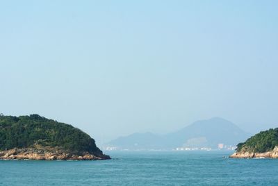 Scenic view of sea against clear sky