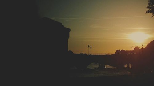 View of buildings at sunset