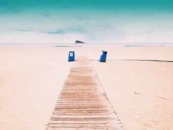 View of boardwalk on beach