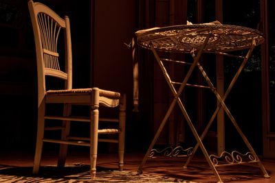 Empty chairs and table at home