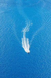 High angle view of ship in sea