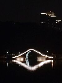 Bridge over river at night