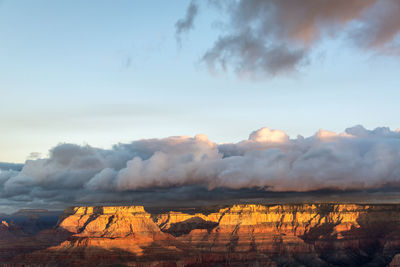 Scenic view of eroded landscape at grand canyon national park during sunset