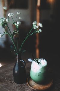 Close-up of flower pot on table