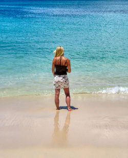 Full length rear view of man at beach