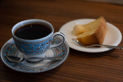 Close-up of breakfast served on table