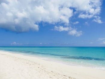 Scenic view of sea against cloudy sky