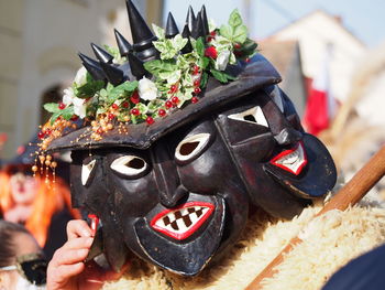 Close-up of person wearing mask during carnival