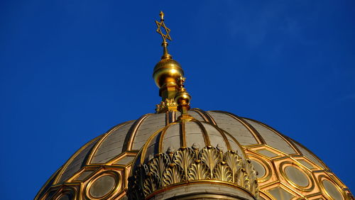 Low angle view of cathedral against clear blue sky