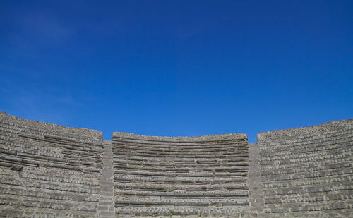 Low angle view of building against blue sky