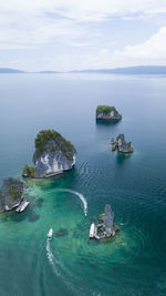 High angle view of bay
