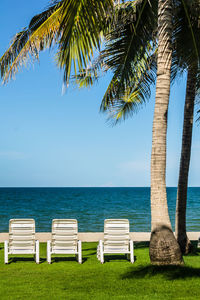 Scenic view of sea against clear sky