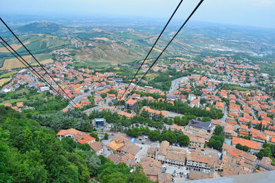 High angle view of buildings in city