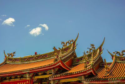 Low angle view of temple building against sky