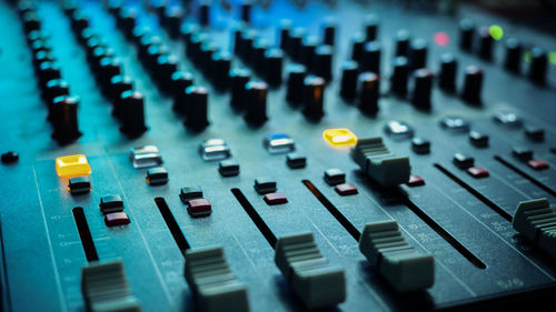 Close-up of sound mixer