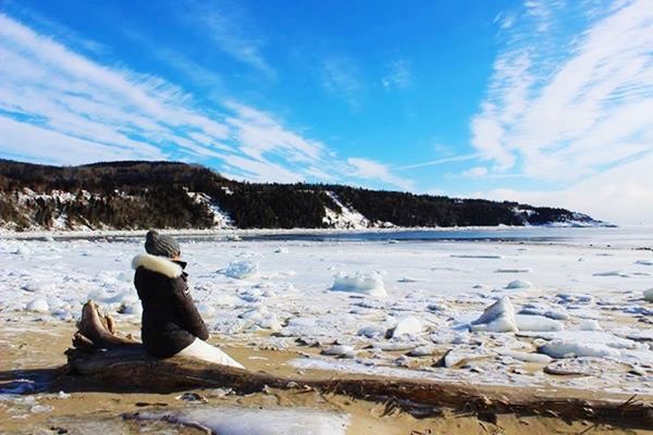 winter, water, cold temperature, snow, sky, beauty in nature, nature, scenics, tranquility, tranquil scene, rock - object, season, mountain, frozen, sea, blue, lake, cloud - sky, one person, weather