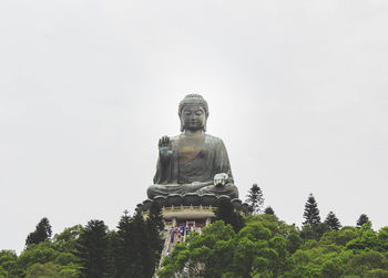 Low angle view of statue against clear sky