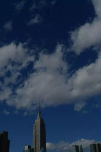 Low angle view of buildings against cloudy sky