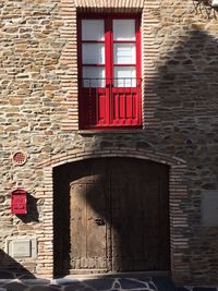 Closed door of building