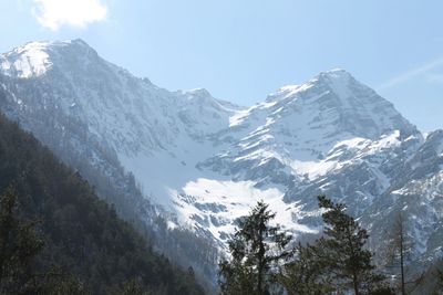 Scenic view of snow covered mountains