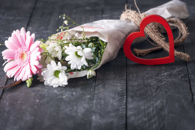 Close-up of flower bouquet on table