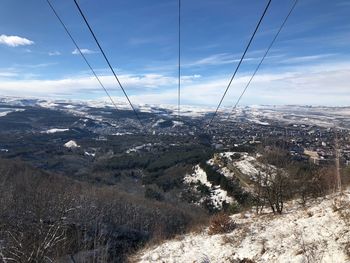 Snow covered landscape against sky