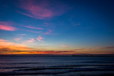 Scenic view of sea at sunset