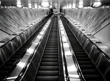 High angle view of escalator