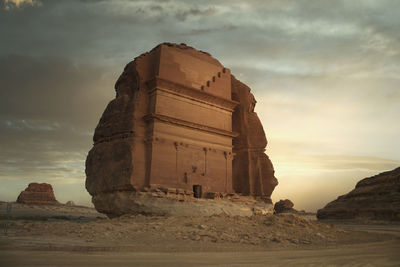 Low angle view of castle called alfareed in alula, saudi arabia