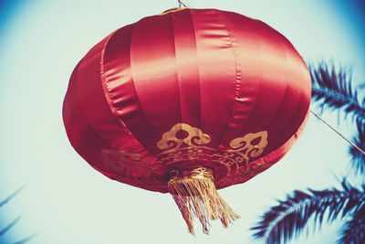 Low angle view of hot air balloons