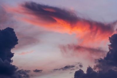 Low angle view of dramatic sky during sunset