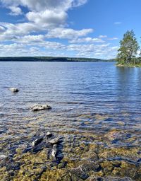 Scenic view of lake against sky
