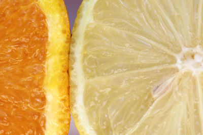 Close-up of lemon and orange slices