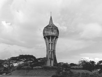 Low angle view of tower against sky