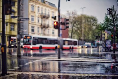 Wet city street during rainy season